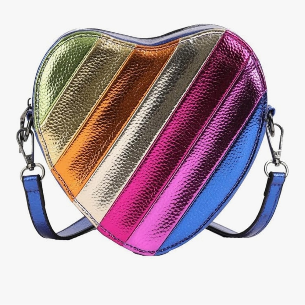 🆕Rainbow Patchwork Heart- shaped shoulder crossb… - image 1